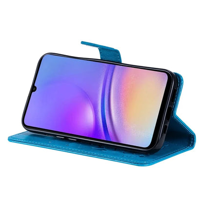 For Samsung Galaxy A05 4G KT Imprinting Flower Series-4 Case Imprinted Stand Wallet PU Leather Cover