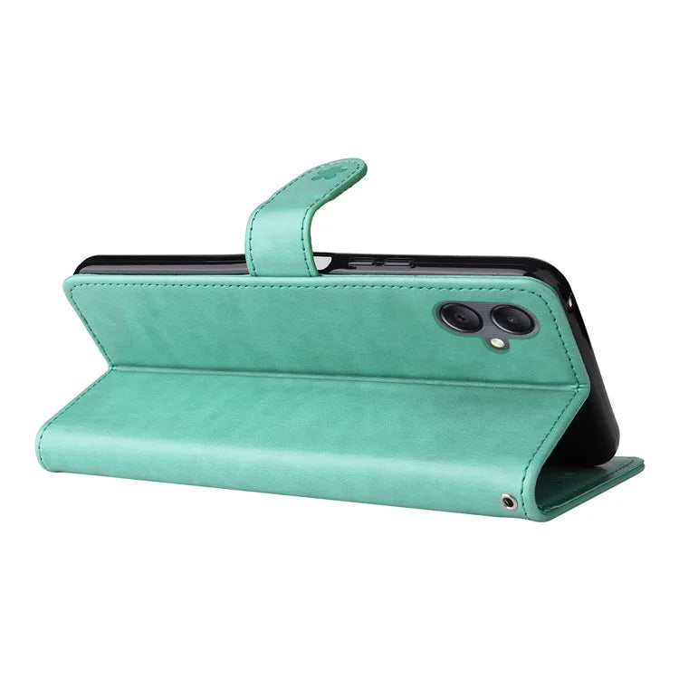 For Samsung Galaxy A05 4G KT Imprinting Flower Series-4 Case Imprinted Stand Wallet PU Leather Cover