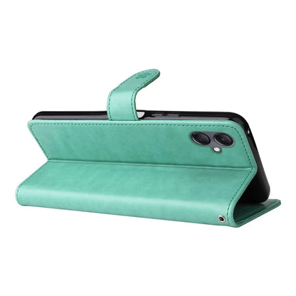 For Samsung Galaxy A05 4G KT Imprinting Flower Series-4 Case Imprinted Stand Wallet PU Leather Cover