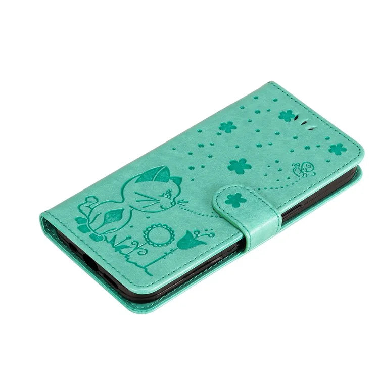 For Samsung Galaxy A05 4G KT Imprinting Flower Series-4 Case Imprinted Stand Wallet PU Leather Cover