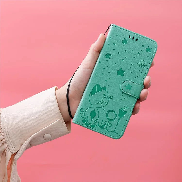 For Samsung Galaxy A05 4G KT Imprinting Flower Series-4 Case Imprinted Stand Wallet PU Leather Cover