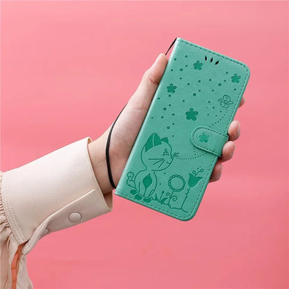 For Samsung Galaxy A05 4G KT Imprinting Flower Series-4 Case Imprinted Stand Wallet PU Leather Cover