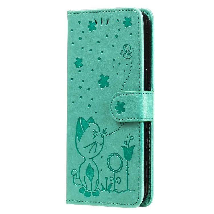 For Samsung Galaxy A05 4G KT Imprinting Flower Series-4 Case Imprinted Stand Wallet PU Leather Cover