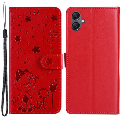 For Samsung Galaxy A05 4G KT Imprinting Flower Series-4 Case Imprinted Stand Wallet PU Leather Cover
