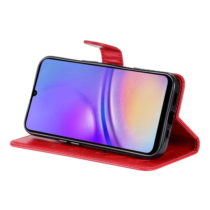 For Samsung Galaxy A05 4G KT Imprinting Flower Series-4 Case Imprinted Stand Wallet PU Leather Cover