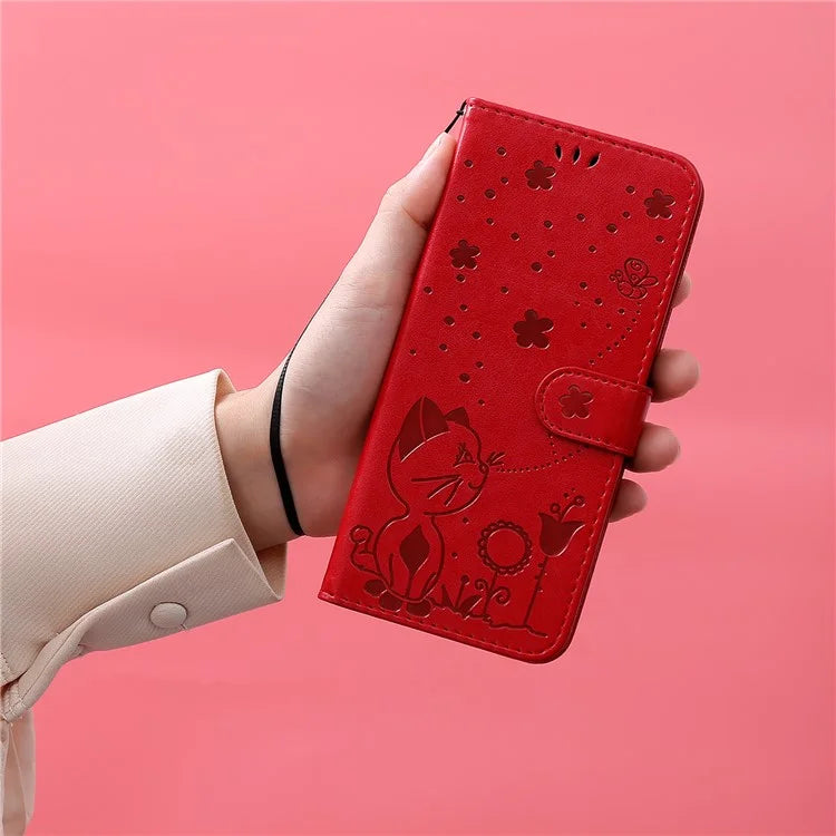 For Samsung Galaxy A05 4G KT Imprinting Flower Series-4 Case Imprinted Stand Wallet PU Leather Cover