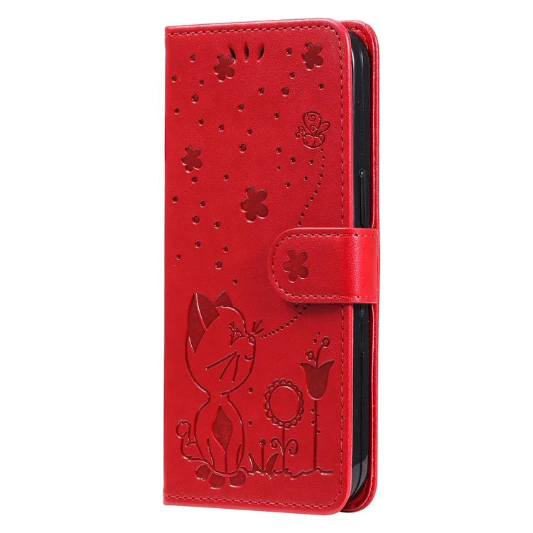 For Samsung Galaxy A05 4G KT Imprinting Flower Series-4 Case Imprinted Stand Wallet PU Leather Cover
