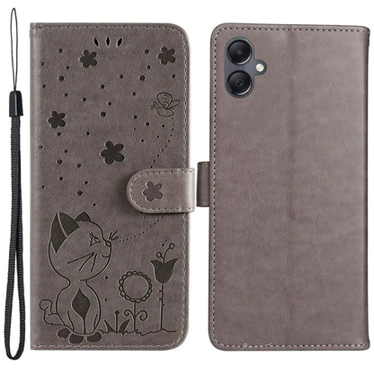 For Samsung Galaxy A05 4G KT Imprinting Flower Series-4 Case Imprinted Stand Wallet PU Leather Cover