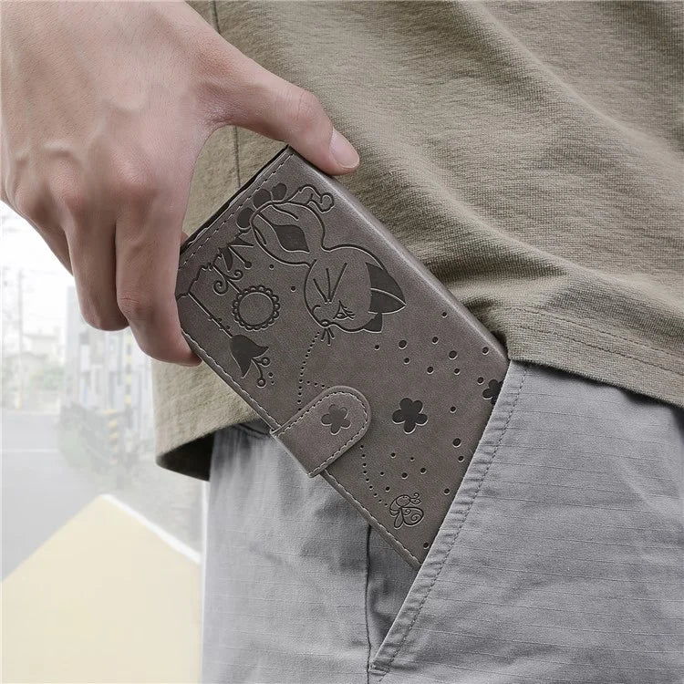 For Samsung Galaxy A05 4G KT Imprinting Flower Series-4 Case Imprinted Stand Wallet PU Leather Cover