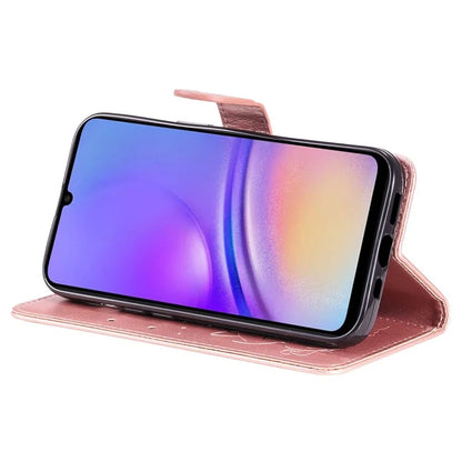 For Samsung Galaxy A05 4G KT Imprinting Flower Series-4 Case Imprinted Stand Wallet PU Leather Cover