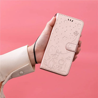 For Samsung Galaxy A05 4G KT Imprinting Flower Series-4 Case Imprinted Stand Wallet PU Leather Cover