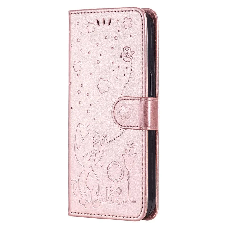 For Samsung Galaxy A05 4G KT Imprinting Flower Series-4 Case Imprinted Stand Wallet PU Leather Cover