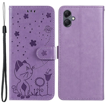 For Samsung Galaxy A05 4G KT Imprinting Flower Series-4 Case Imprinted Stand Wallet PU Leather Cover