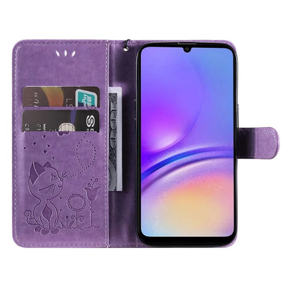 For Samsung Galaxy A05 4G KT Imprinting Flower Series-4 Case Imprinted Stand Wallet PU Leather Cover