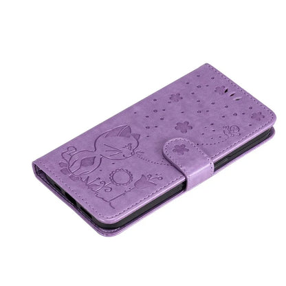 For Samsung Galaxy A05 4G KT Imprinting Flower Series-4 Case Imprinted Stand Wallet PU Leather Cover
