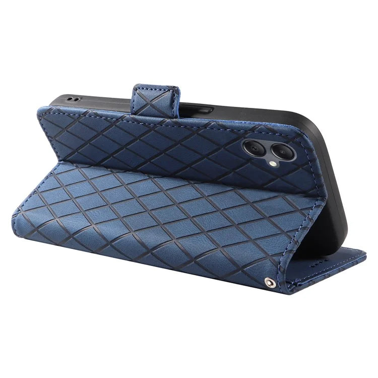 For Samsung Galaxy A05 4G Leather Case Rhombus Imprinted Wallet Cover