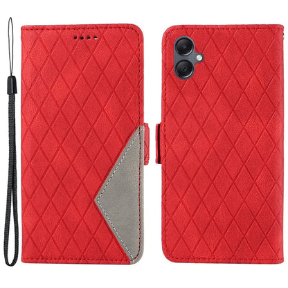 For Samsung Galaxy A05 4G Leather Case Rhombus Imprinted Wallet Cover