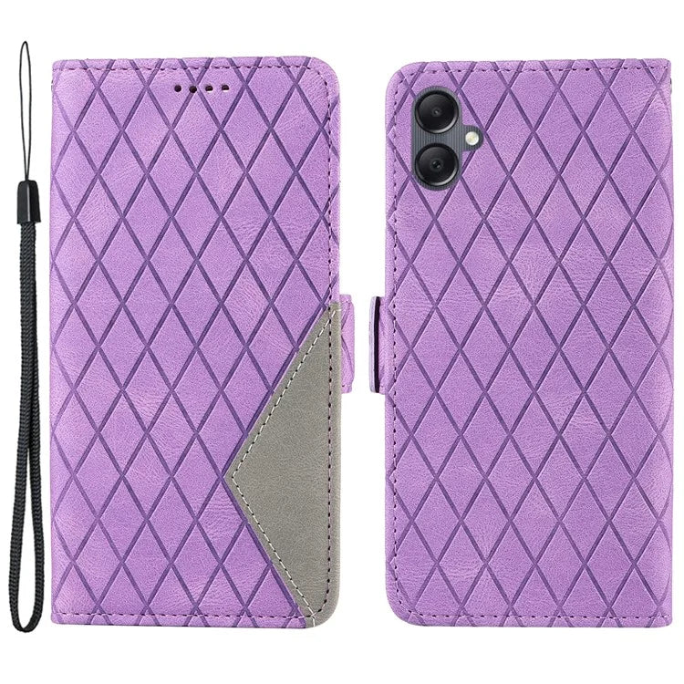 For Samsung Galaxy A05 4G Leather Case Rhombus Imprinted Wallet Cover