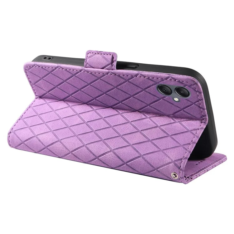 For Samsung Galaxy A05 4G Leather Case Rhombus Imprinted Wallet Cover