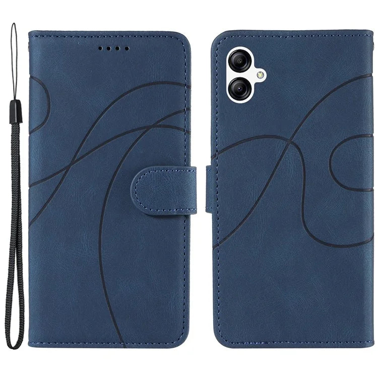 For Samsung Galaxy A05 4G Case Wallet Imprinted Line Leather Cover