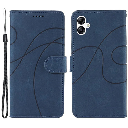 For Samsung Galaxy A05 4G Case Wallet Imprinted Line Leather Cover