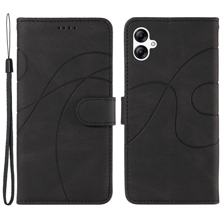 For Samsung Galaxy A05 4G Case Wallet Imprinted Line Leather Cover