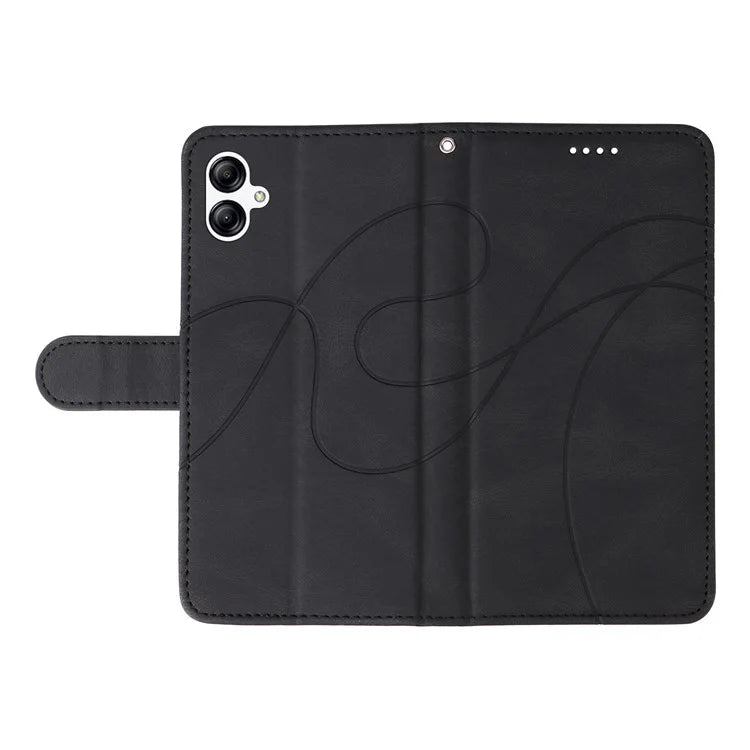 For Samsung Galaxy A05 4G Case Wallet Imprinted Line Leather Cover