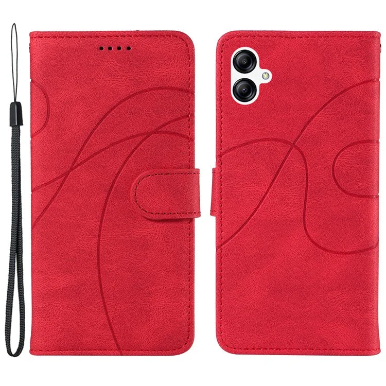 For Samsung Galaxy A05 4G Case Wallet Imprinted Line Leather Cover
