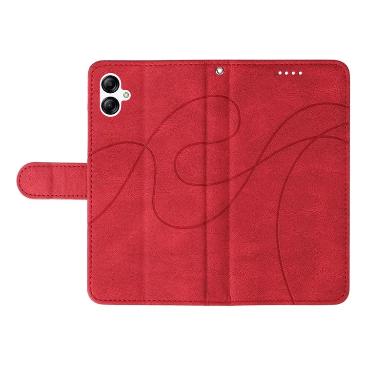 For Samsung Galaxy A05 4G Case Wallet Imprinted Line Leather Cover