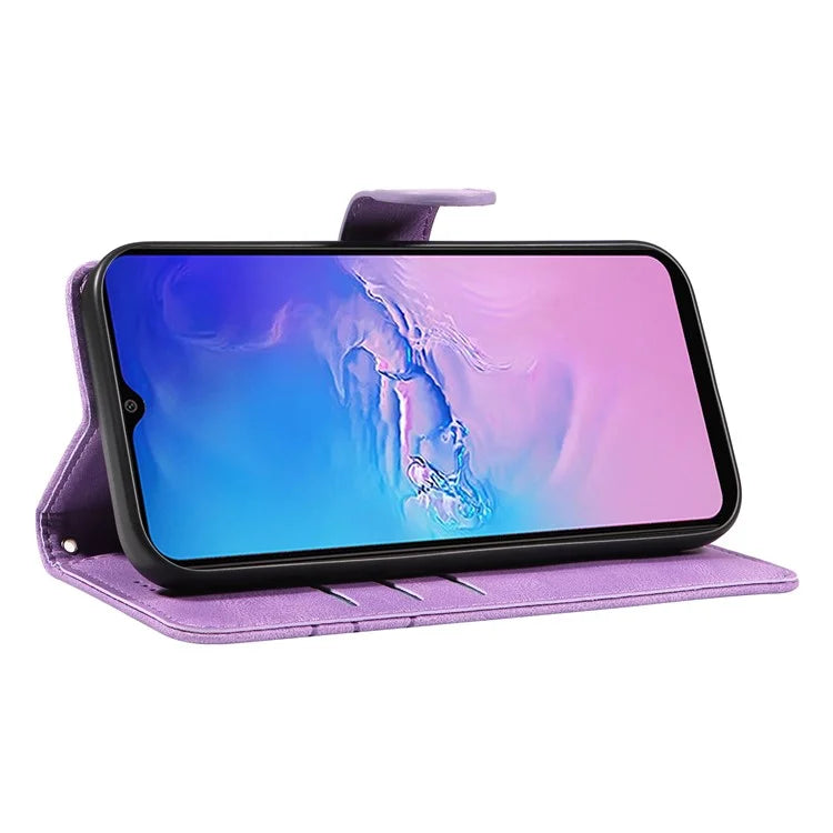 For Samsung Galaxy A05 4G Case Wallet Imprinted Line Leather Cover