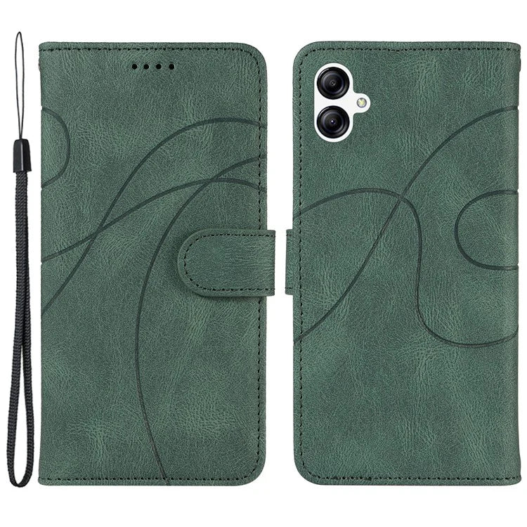 For Samsung Galaxy A05 4G Case Wallet Imprinted Line Leather Cover