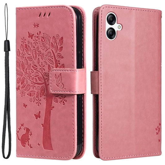 For Samsung Galaxy A05 4G KT Imprinting Flower Series-3 Stand PU Leather Cover Imprinted Phone Case Wallet