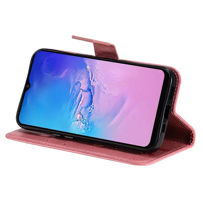 For Samsung Galaxy A05 4G KT Imprinting Flower Series-3 Stand PU Leather Cover Imprinted Phone Case Wallet