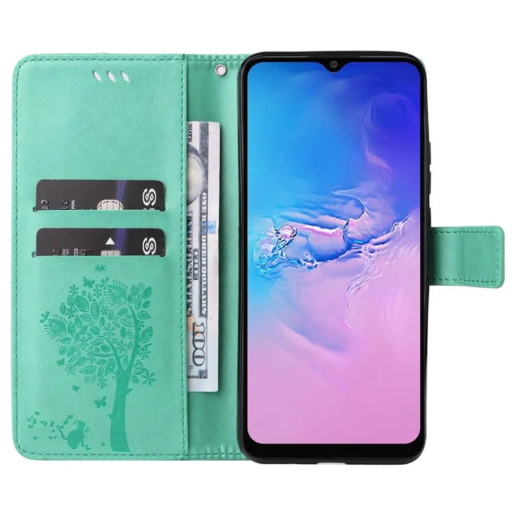 For Samsung Galaxy A05 4G KT Imprinting Flower Series-3 Stand PU Leather Cover Imprinted Phone Case Wallet