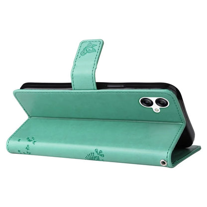 For Samsung Galaxy A05 4G KT Imprinting Flower Series-3 Stand PU Leather Cover Imprinted Phone Case Wallet
