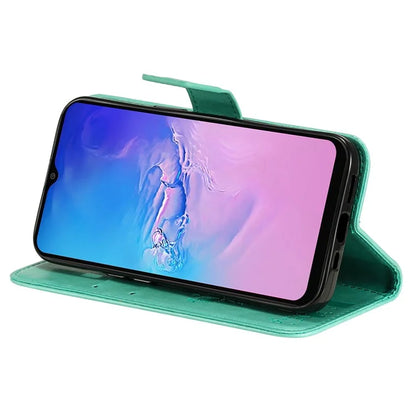 For Samsung Galaxy A05 4G KT Imprinting Flower Series-3 Stand PU Leather Cover Imprinted Phone Case Wallet