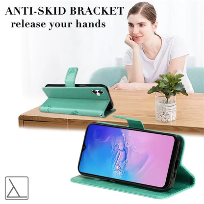 For Samsung Galaxy A05 4G KT Imprinting Flower Series-3 Stand PU Leather Cover Imprinted Phone Case Wallet