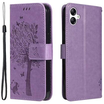 For Samsung Galaxy A05 4G KT Imprinting Flower Series-3 Stand PU Leather Cover Imprinted Phone Case Wallet