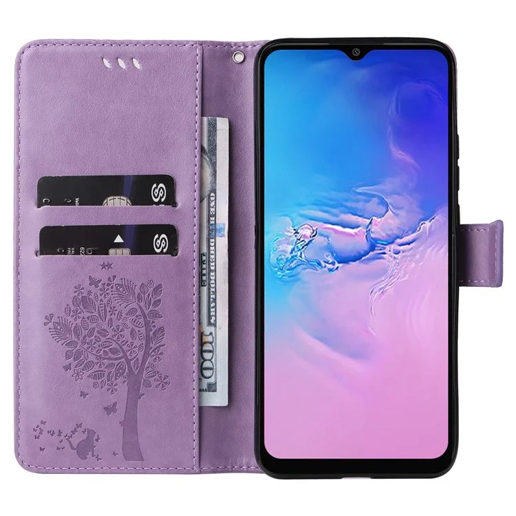 For Samsung Galaxy A05 4G KT Imprinting Flower Series-3 Stand PU Leather Cover Imprinted Phone Case Wallet