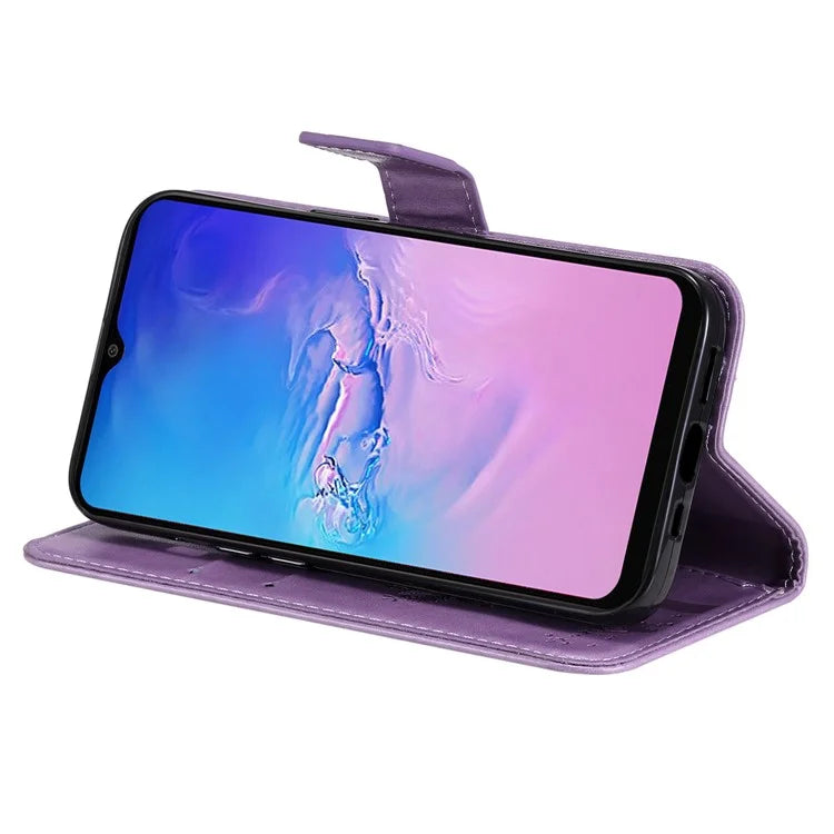 For Samsung Galaxy A05 4G KT Imprinting Flower Series-3 Stand PU Leather Cover Imprinted Phone Case Wallet