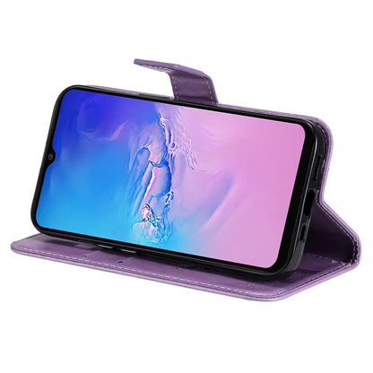 For Samsung Galaxy A05 4G KT Imprinting Flower Series-3 Stand PU Leather Cover Imprinted Phone Case Wallet