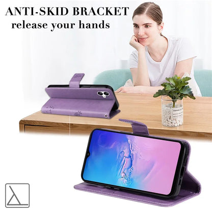 For Samsung Galaxy A05 4G KT Imprinting Flower Series-3 Stand PU Leather Cover Imprinted Phone Case Wallet