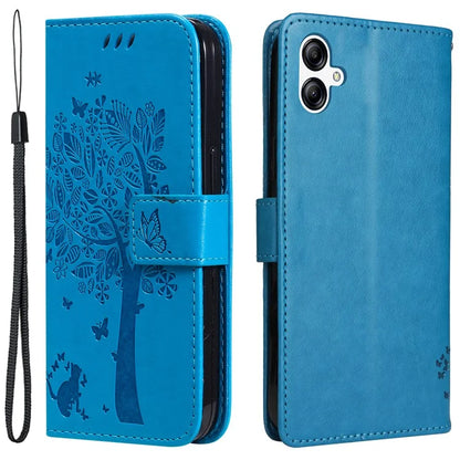 For Samsung Galaxy A05 4G KT Imprinting Flower Series-3 Stand PU Leather Cover Imprinted Phone Case Wallet