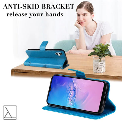 For Samsung Galaxy A05 4G KT Imprinting Flower Series-3 Stand PU Leather Cover Imprinted Phone Case Wallet