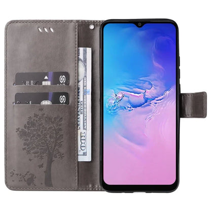 For Samsung Galaxy A05 4G KT Imprinting Flower Series-3 Stand PU Leather Cover Imprinted Phone Case Wallet