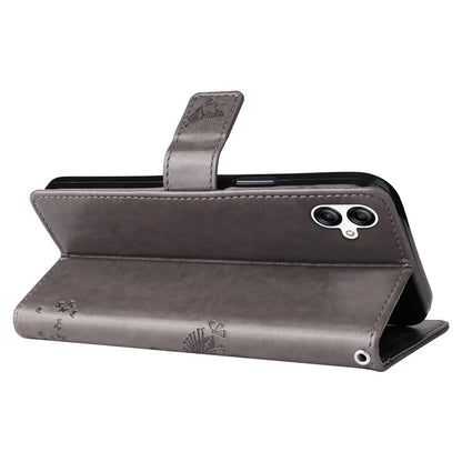 For Samsung Galaxy A05 4G KT Imprinting Flower Series-3 Stand PU Leather Cover Imprinted Phone Case Wallet