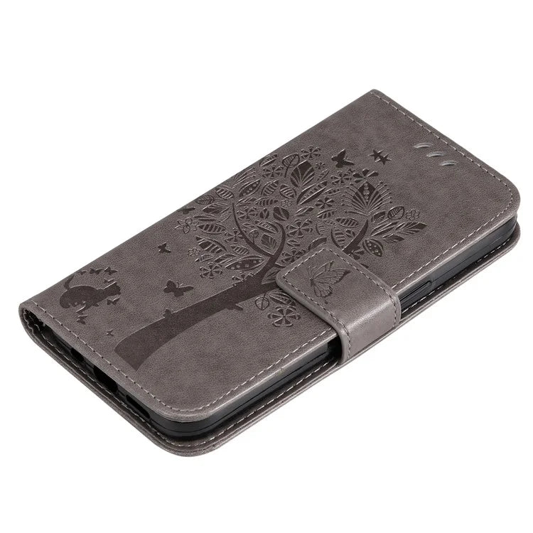 For Samsung Galaxy A05 4G KT Imprinting Flower Series-3 Stand PU Leather Cover Imprinted Phone Case Wallet