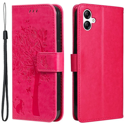 For Samsung Galaxy A05 4G KT Imprinting Flower Series-3 Stand PU Leather Cover Imprinted Phone Case Wallet