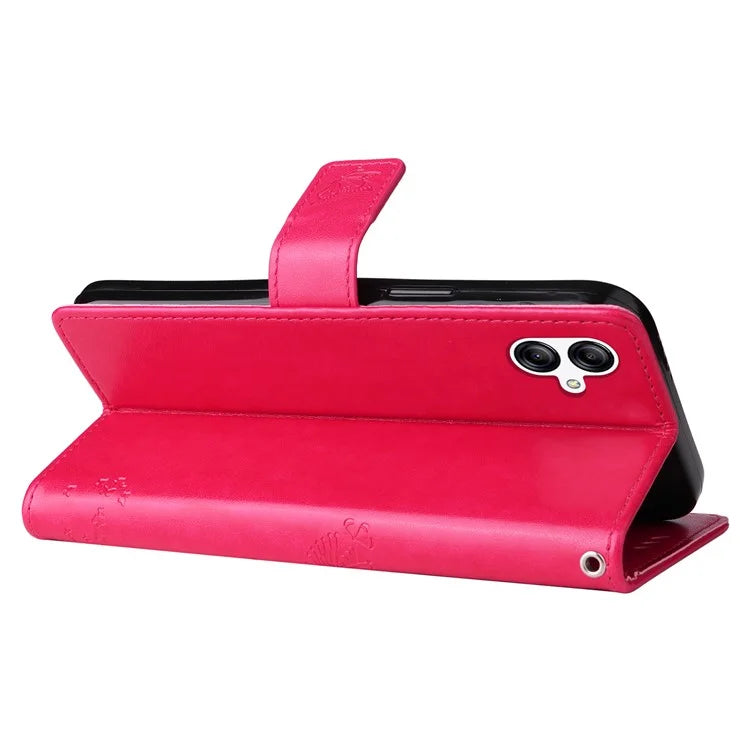 For Samsung Galaxy A05 4G KT Imprinting Flower Series-3 Stand PU Leather Cover Imprinted Phone Case Wallet