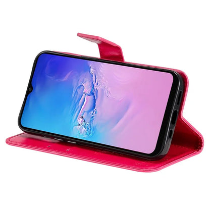 For Samsung Galaxy A05 4G KT Imprinting Flower Series-3 Stand PU Leather Cover Imprinted Phone Case Wallet